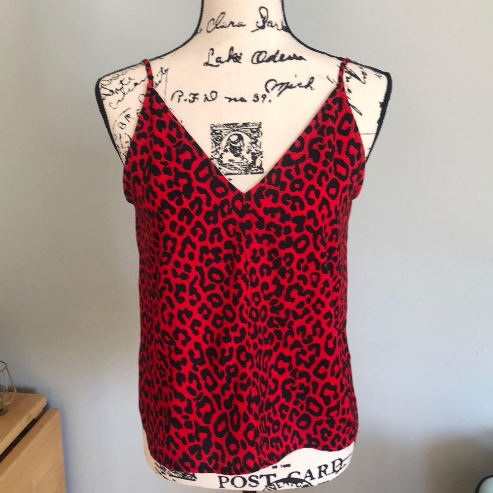 Red and black leopard print top